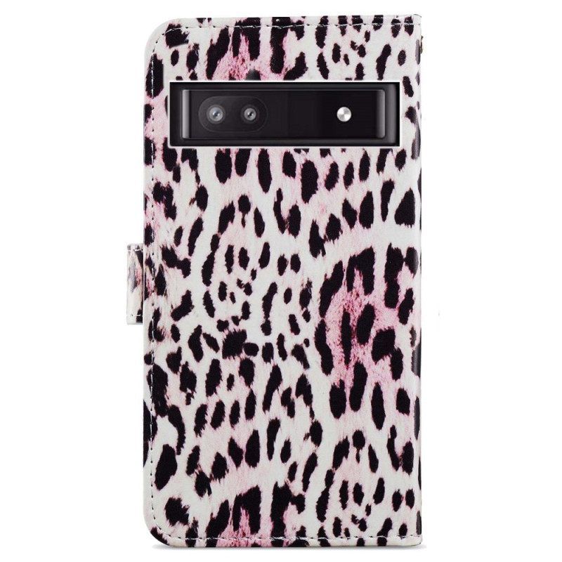 Θήκη Flip Google Pixel 7A με κορδονι Leopard Effect Strappy